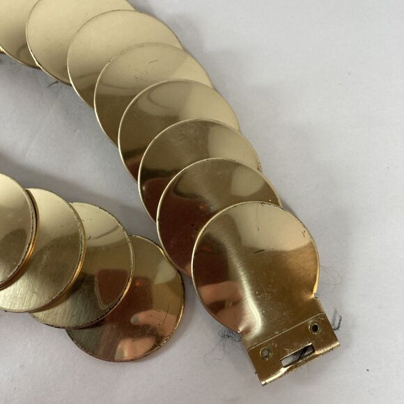 Fish Scale Gold Coin Stretchy Retro Belt 25” Boho Stretchy Glam Disco 70’s-80’s - Picture 8 of 11